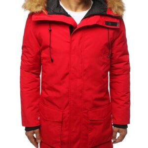 Štýlová zimná bunda v červenej farbe