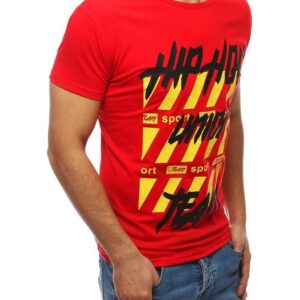Trendové tričko s krátkym rukávom a potlačou-muži-červené