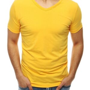 Tričko s krátkym rukávom a véčkovým výstrihom-muži-žlté