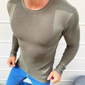 Štýlový sveter khaki-pre mužov
