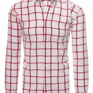 Pánska košeľa so vzorom bielo-červená