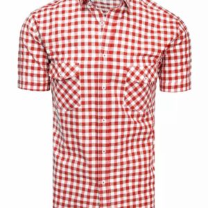 Károvaná košeľa pre pánov bielo-červená