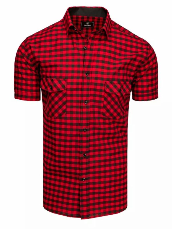 Károvaná košeľa pre pánov čierno-červená