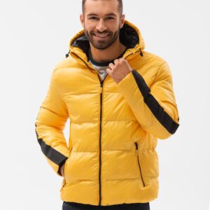 Zimná prešívaná bunda-muži-žltá