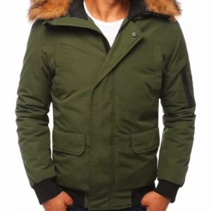 Zimná bunda s kapucňou-muži-zelená