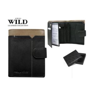 Čierno-šedá štýlová kožená peňaženka