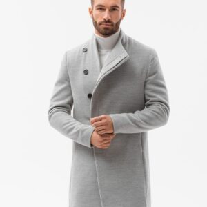 Elegantný kabát melírovaný šedý-pre mužov