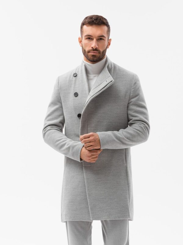 Elegantný kabát melírovaný šedý-pre mužov