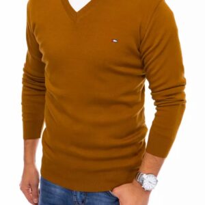 Pánsky sveter s véčkovým výstrihom kamelový