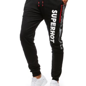 Pánske štýlové tepláky s potlačou čierne
