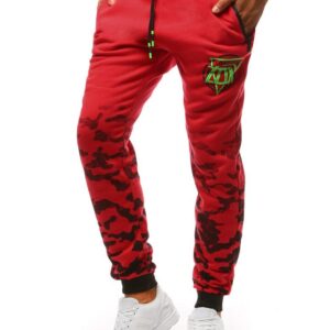 Pánske maskáčové trendy tepláky červené