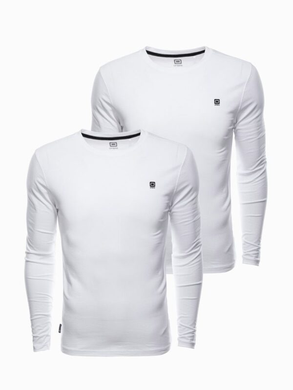 Dvojbalenie bielych pánskych bavlnených tričiek s dlhým rukávom