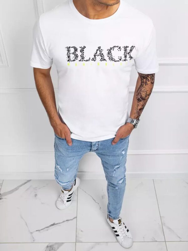 Trendové tričko s krátkym rukávom a nápisom-muži-biele