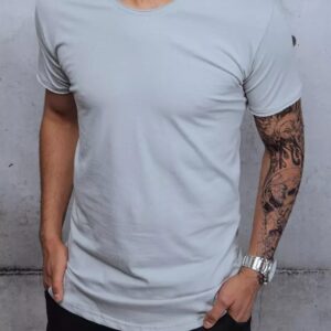 Pánske originálne tričko s krátkym rukávom bez potlače svetlo šedé
