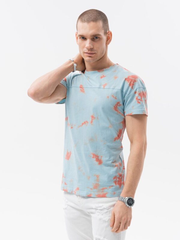 Moderné pánske tričko s krátkym rukávom a potlačou mentolové