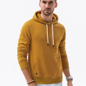 Pánska trendy mikina s kapucňou horčicová