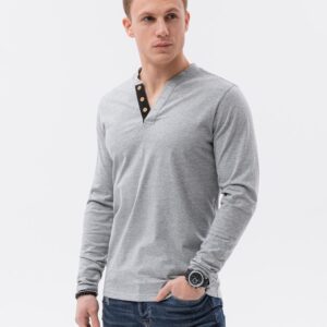Pánske tričko s dlhým rukávom v melírovanej šedej farbe