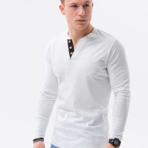 Pánske tričko s dlhým rukávom v bielej farbe