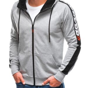 Moderná mikina na zips s kapucňou šedá-muži