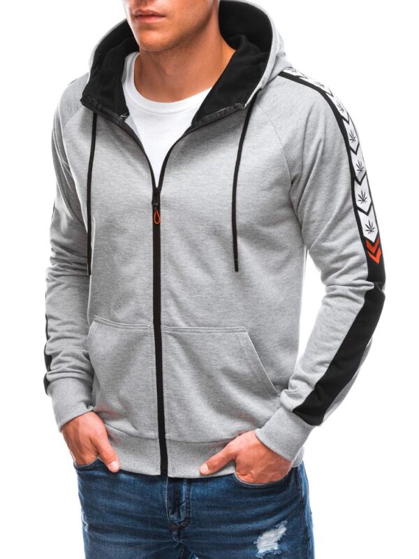 Moderná mikina na zips s kapucňou šedá-muži