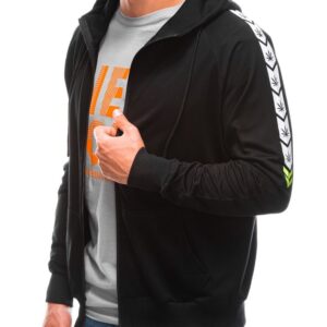 Moderná mikina na zips s kapucňou čierna-muži