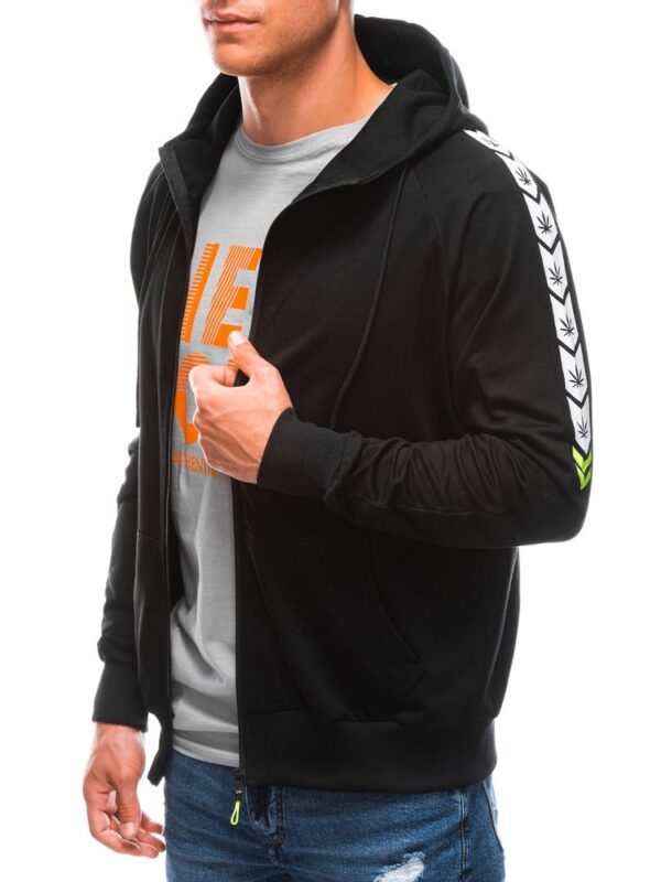 Moderná mikina na zips s kapucňou čierna-muži
