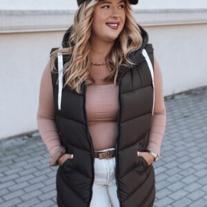 Kávová dámska trendy vesta Mirelli