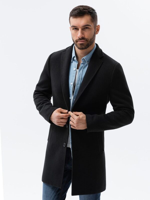 Elegantný kabát pre mužov čierny