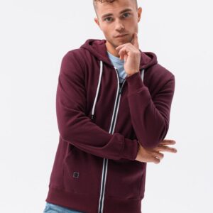 Moderná mikina na zips s kapucňou-muži-bordová