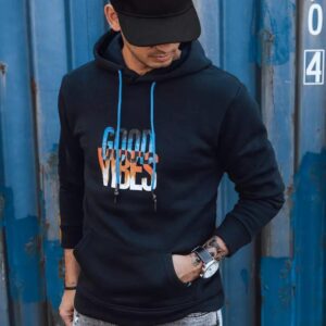 Mikina s kapucňou a potlačou pre pánov granátová