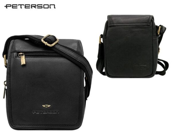 Elegantná čierna kožená taška Peterson