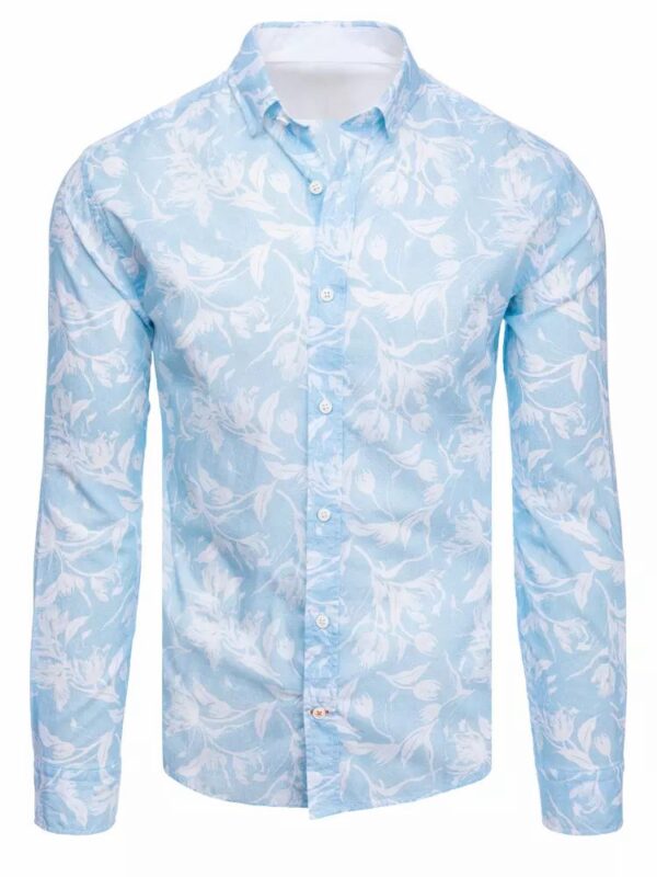 Atraktívna vzorovaná košeľa pánska - nebesky modrá