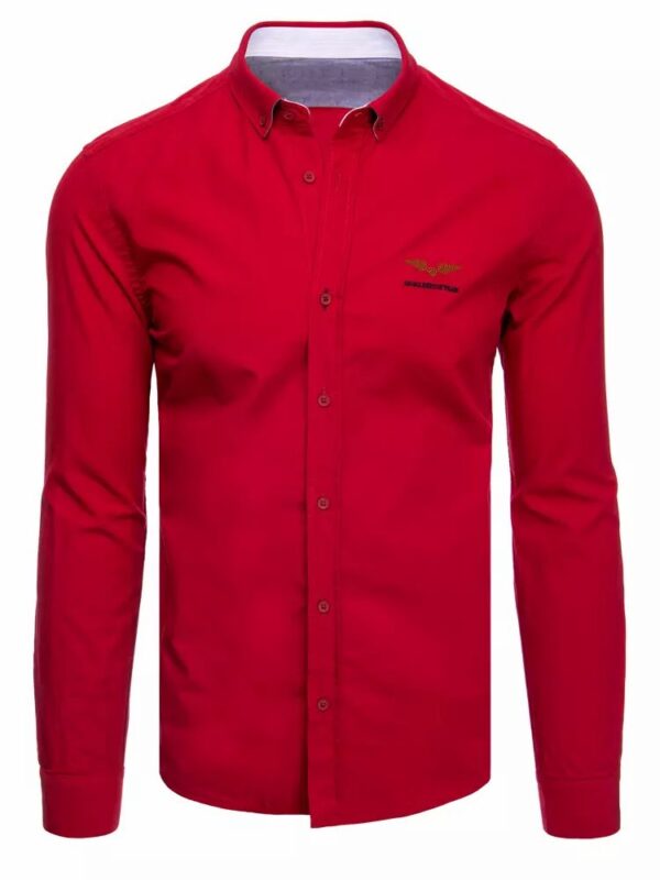 Trendová pánska bavlnená  košeľa - červená