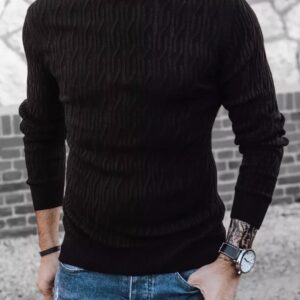 Zaujímavý pánsky sveter čierny