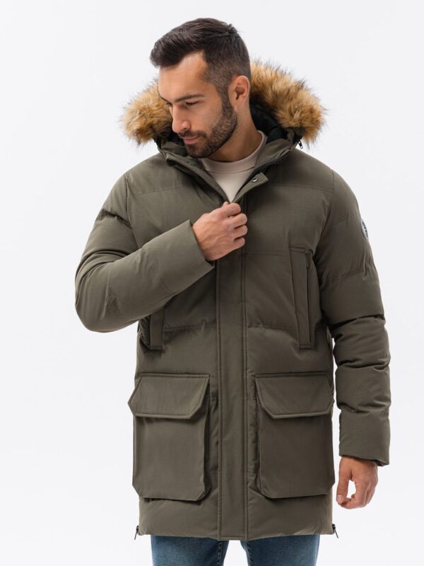 Atraktívna zimná pánska bunda - khaki