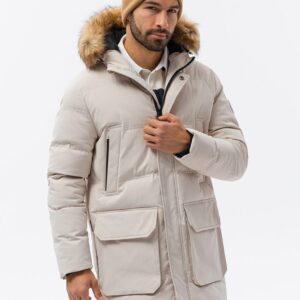 Atraktívna zimná pánska bunda - ecru