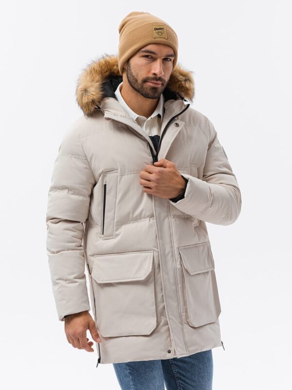 Atraktívna zimná pánska bunda - ecru