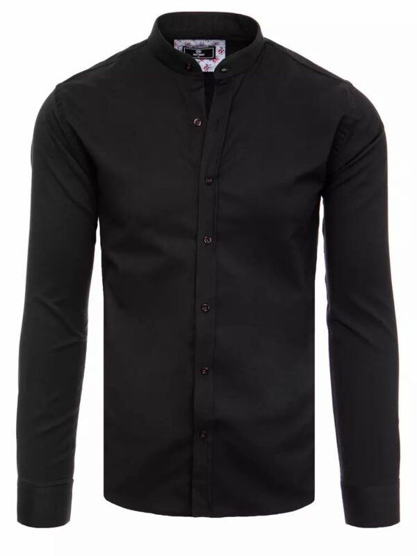 Elegantná pánska čierna košeľa so stojačikom