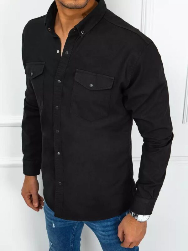 Atraktívna pánska rifľová košeľa čierna