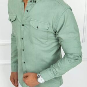 Atraktívna pánska rifľová košeľa zelená