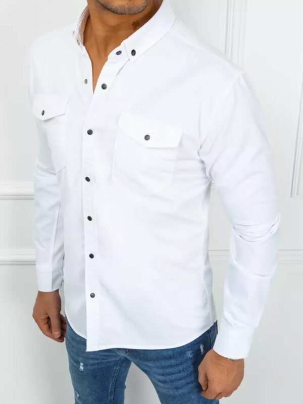 Atraktívna pánska rifľová košeľa biela