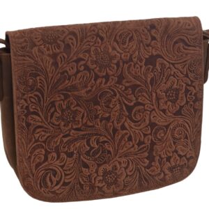 Dámska kožená crossbody kabelka tmavohnedá 250112