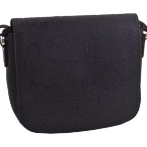 Dámska kožená crossbody kabelka čierna 250112