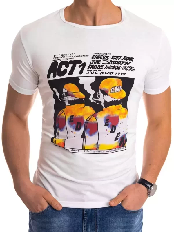 Pánske biele tričko s krátkym rukávom.