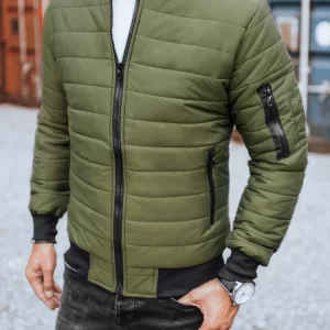 Moderná zelená bomber bunda.