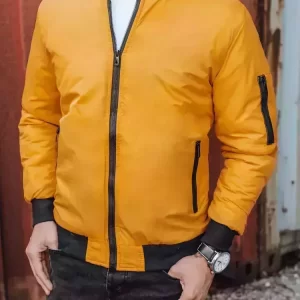 Pánska bomber bunda vo farbe camel.