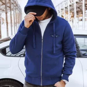 Pánska modrá mikina so zapínaním na zips