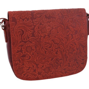 Dámska kožená crossbody kabelka červená 250112