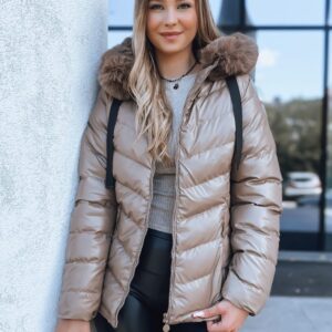 Krásna dámska tmavobéžová bunda Mirial