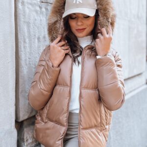 Krásna dámska kamelová bunda SPARKLE